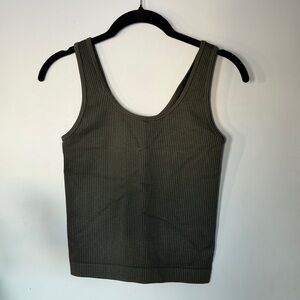 a new day Dark Green Ribbed Tank Top